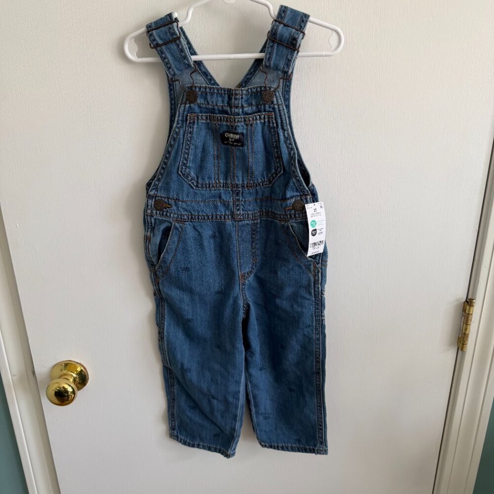 OshKosh B’gosh Train Denim Overalls Toddler 2T NWT
